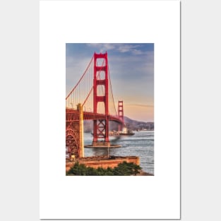 Golden Gate Bridge and Cargo Ship Posters and Art